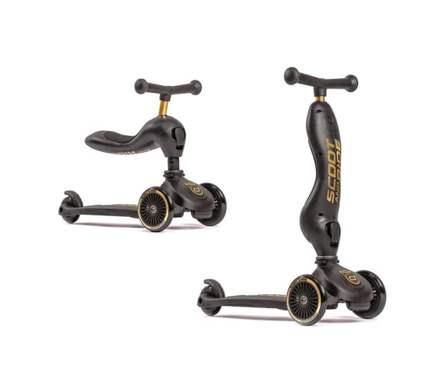 Scoot & Ride Highwaykick 1 Jeździk i hulajnoga 2w1 Black & Gold LE - 1021825 - zdjęcie